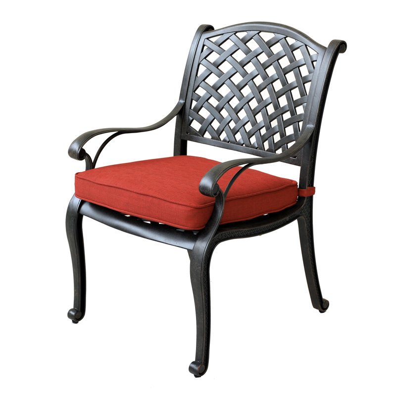 Chaise de terrasse avec coussin Annecorinne, Bronze lave foncé, Sable Spectrum