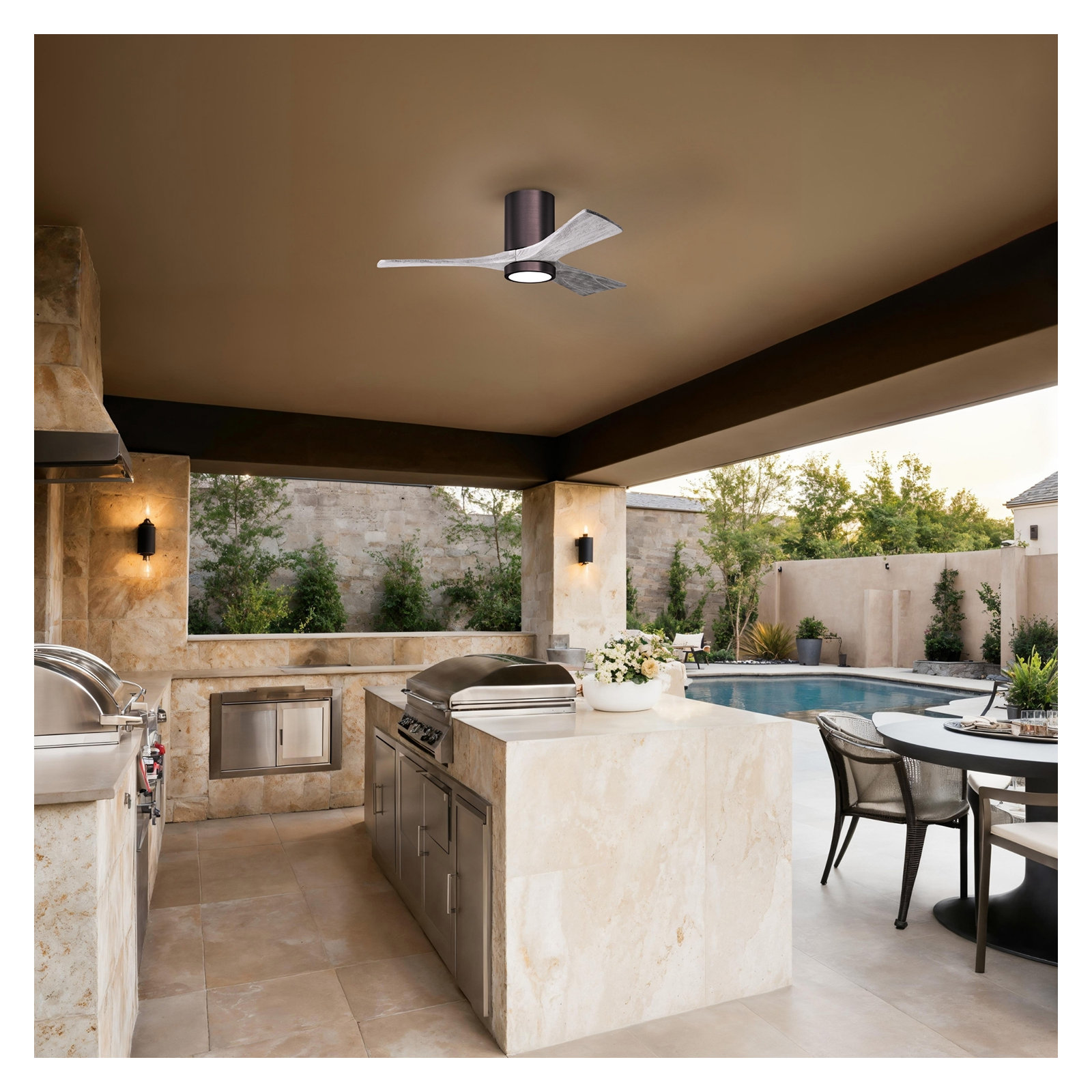 Olivier 3 Blade Ceiling Fan with LED Light Kit, Barn Wood Tone, Brushed Bronze, 42"