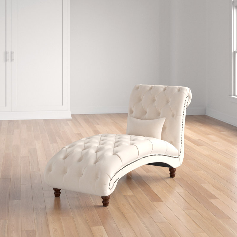 Chaise longue capitonnée sans accoudoirs Huskins, Beige chiné