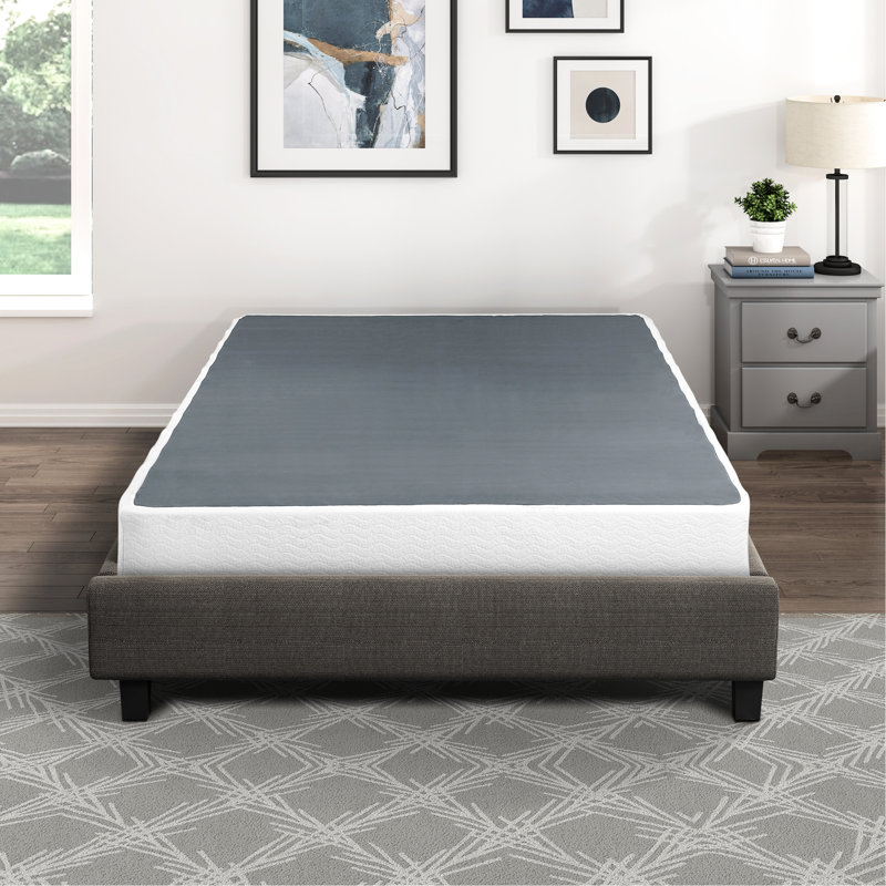 Base de matelas Eastern King 700 lb, tissu texturé, cadre de chambre à coucher en métal, Très grand lit