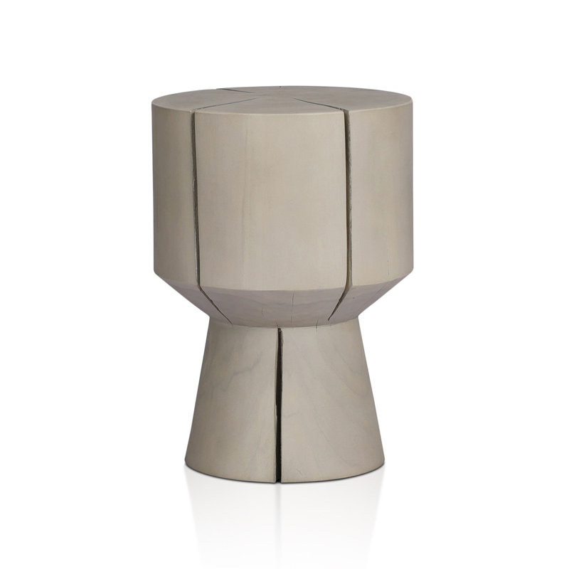 Jovie Outdoor Round Teak Side Table, Ivory Teak