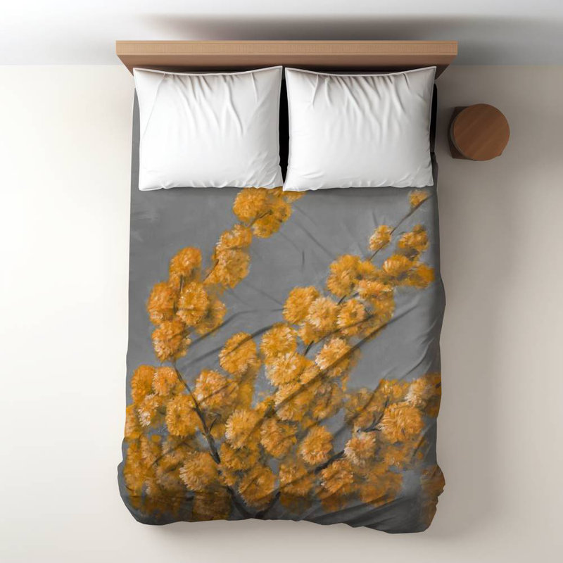 Housse de couette grise et florale Golden W Donnez