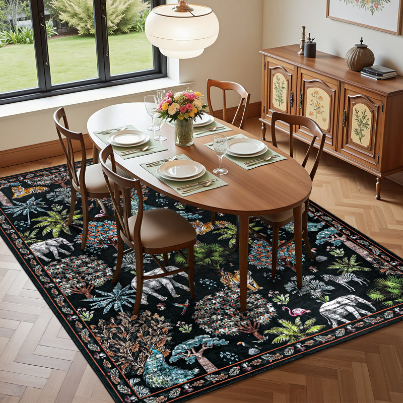 Woven Indoor / Outdoor Rug, Rectangle 5' x 7', Black