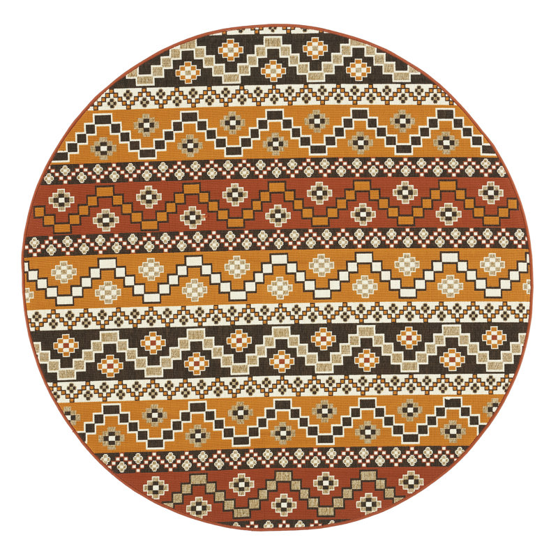Tapis intérieur / extérieur Northpoint Southwestern, Rond 6 pi 7 po