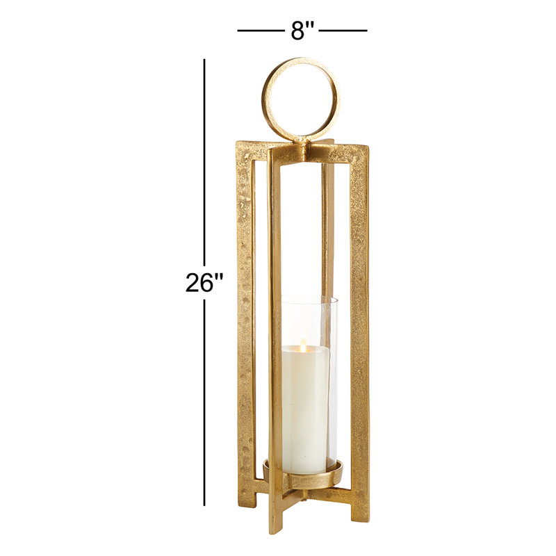 Asola Lantern Large, Gold, 26" H x 8" W x 8" D