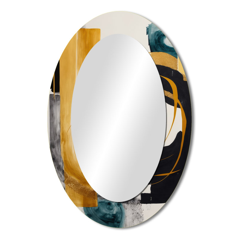 Miroir décoratif moderne ovale sur métal Modern Art Deco III, 36 po x 24 po