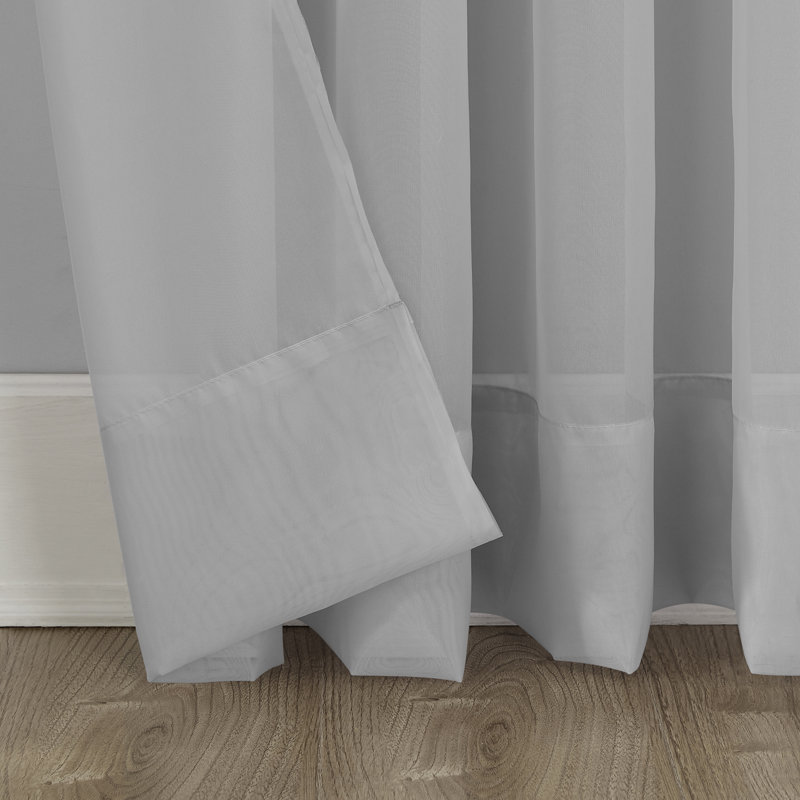 Panneau de rideau simple diaphane avec œillets, L 59 po x L 95 po, Gris argenté