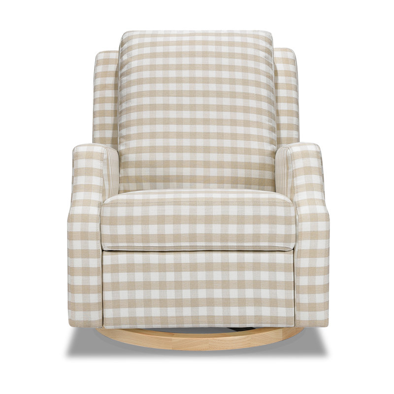 Crewe Recliner and Swivel Glider, Tan Gingham Polyester Blend