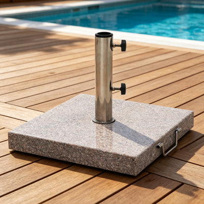 Hednesford 66lb Square Granite Umbrella Base with Wheels and Handle in Grey