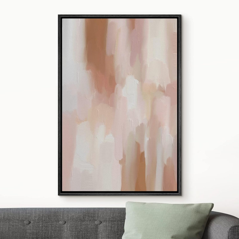 "Abstract Abstract Strokes Gray Grey Brown White Pastel Watercolors", reproduction d'art sur toile, Noir