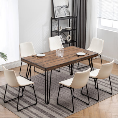 Industrial 7-Piece Dining Set, Antique White