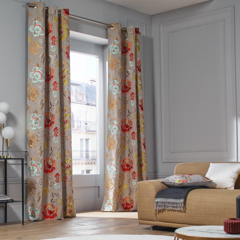 Magellan Cotton Blend Semi Sheer Single Curtain Panel, 135 W x 300 D cm, Natural