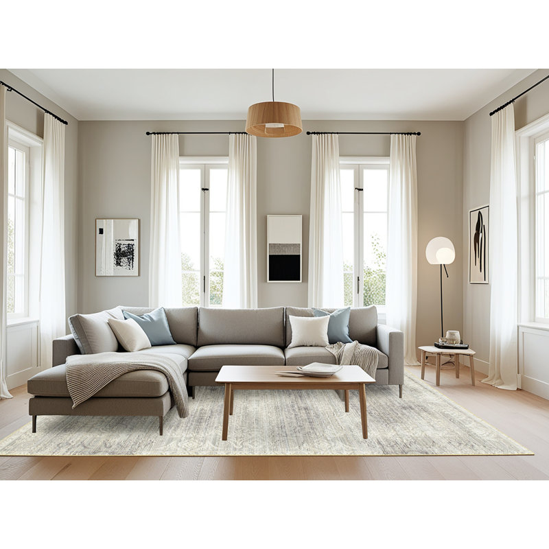 Tapis oriental gris / blanc cassé, Rectangle 8 pi x 10 pi