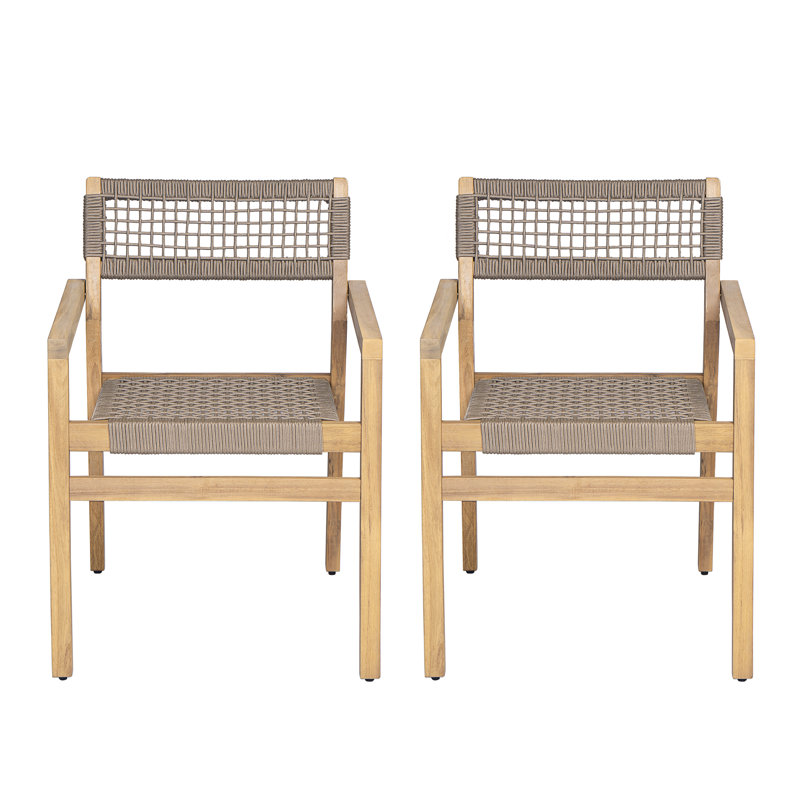 Chaises de salle à manger Shepard, Teck clair / corde grise