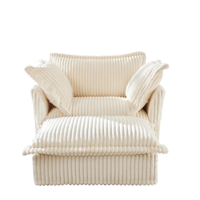 Fauteuil d'étude avec fauteuil confortable crème, Velours côtelé crème