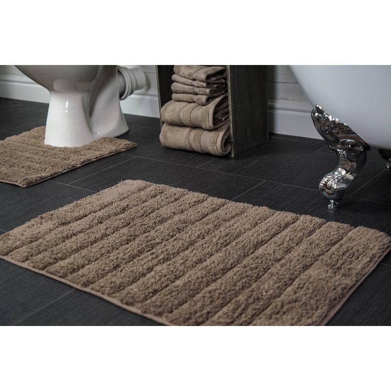 Linear Ribbed Two Piece Bath Mat Set, Mocha