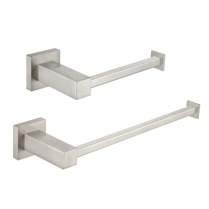 Cube 2 - Piece Bathroom Hardware Set, Brushed Nickel