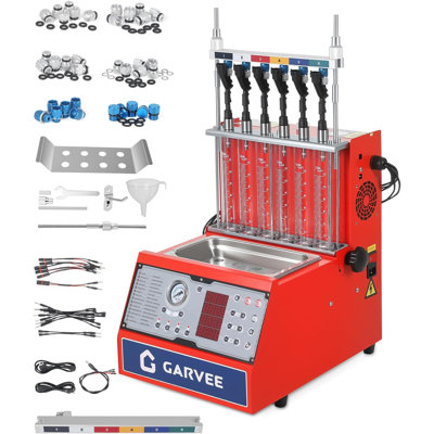 6-Cylinder Fuel Injector Tester & Cleaner – 14 Modes Ultrasonic GDI/Piezo/Motorcycle Tool – 0-10 Bar, 0.1-25ms, On-Vehicle Cleaning, Resistance Test, Digital Display, 12V 1