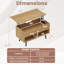Table basse à plateau relevable 31,5 pouces avec rangement caché et 2 tablettes ouvertes