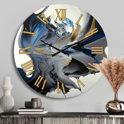 Bright Blue Smooth Abstract I - Modern Golden Face Wall Clock