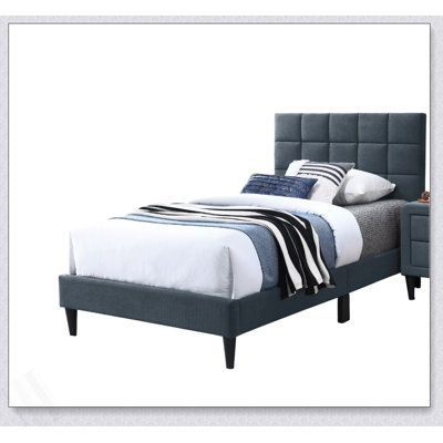 Luxurious Bed 1Pc Biscuit Tufting And Adjustable Headboard Charcoal Finish Bedroom Furniture