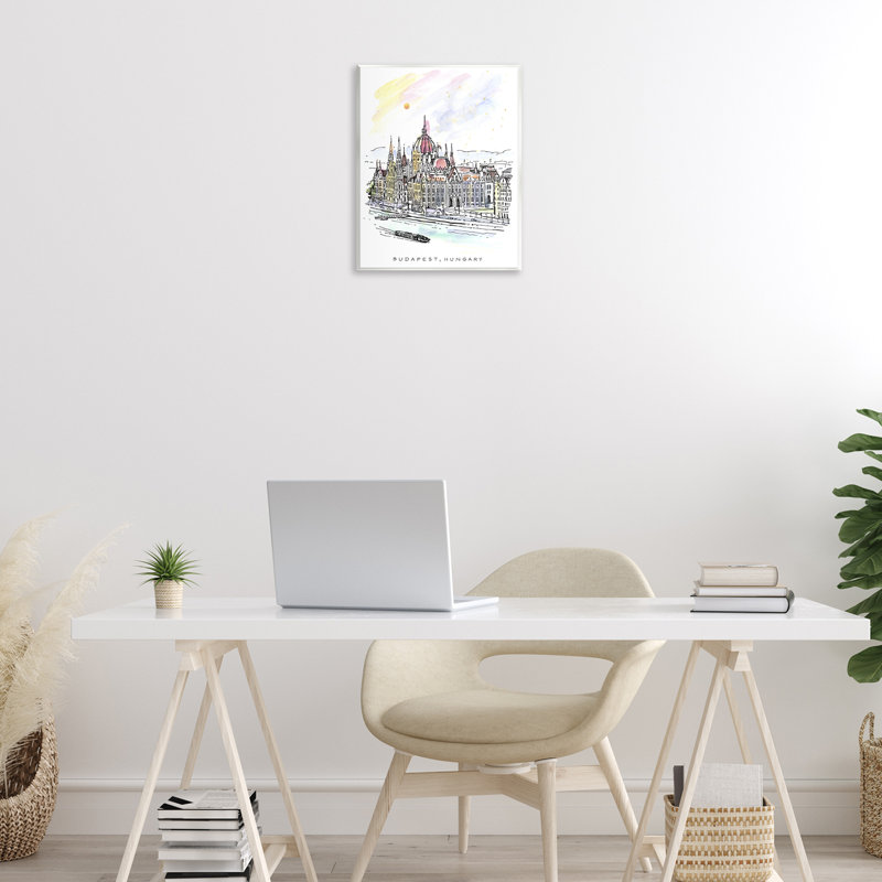 Plaque murale Minimal Budapest Skyline, design par Angela Steahling