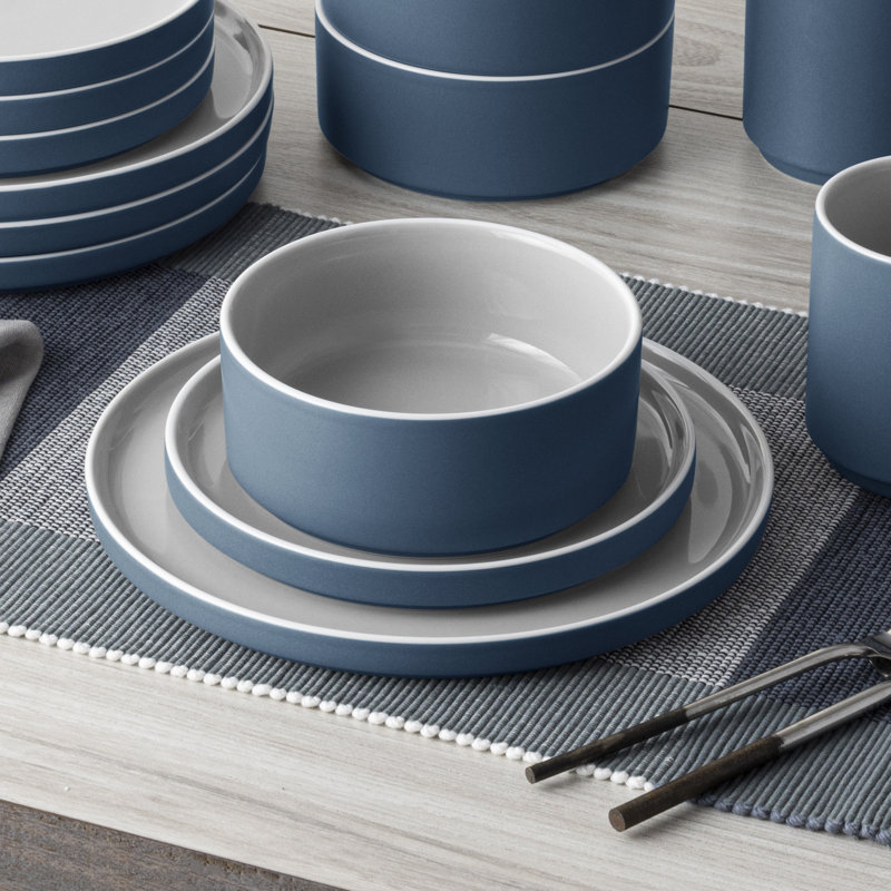 Noritake ColorTrio Stax 16-Piece Dinnerware Set, Service for 4, Blue
