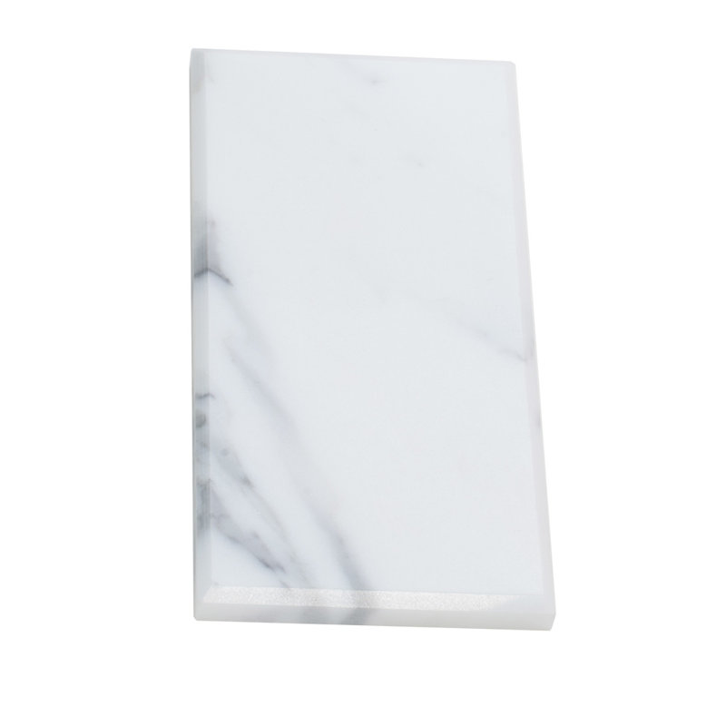 3" X 6" Beveled Marble Subway Tile, White