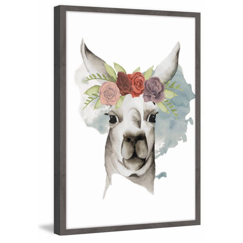 Llama Flora II 1 Piece Single Picture Frame Painting, 46cm H x 30cm W x  4cm D