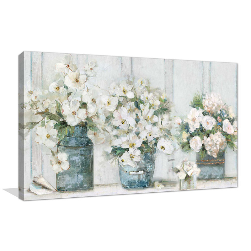 «Cottage Mantle» par - Peinture, Toile tendue, H 36 po x l 60 po x P 1,5 po