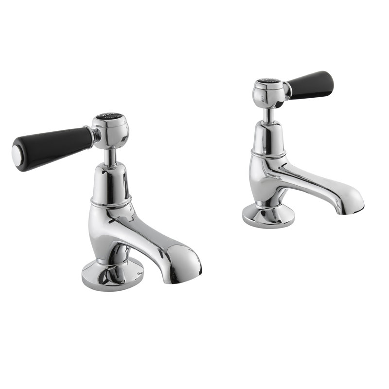 Solid Brass Basin Pillar Taps, Black