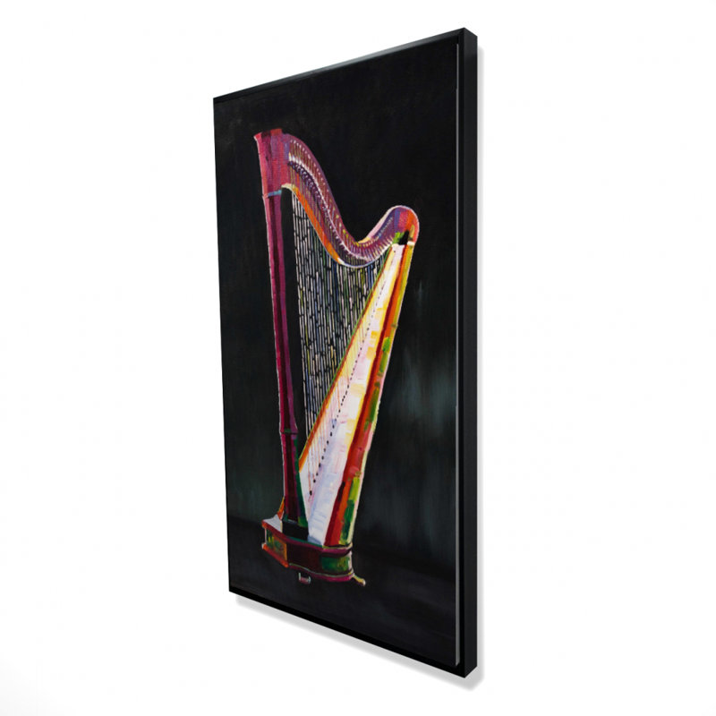 Colorful realistic harp - 24"x48" Framed canvas