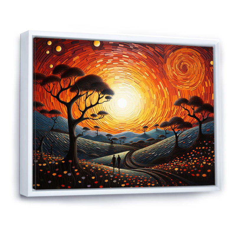 Paysage romantique aime «Journey II», Cadre flottant blanc, 24" H x 32" W