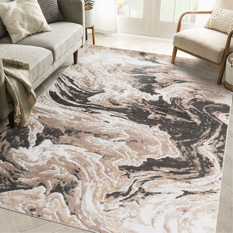 6X9 L.Brown /Abstract Non-Shedding Living Room Bedroom Dining Home Office Stylish And Stain Resistant Area Rug