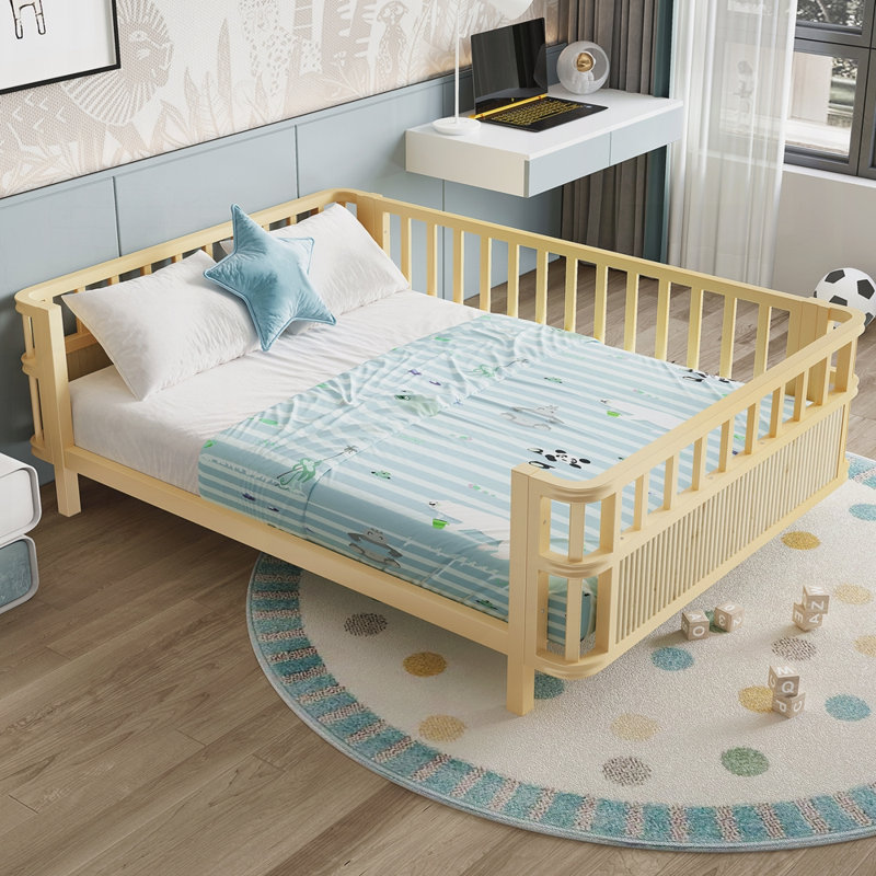 Lit plateforme moderne, Naturel, Double