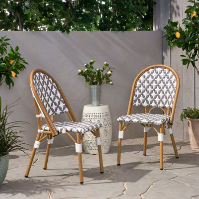 Chaises d'extérieur en rotin PE et aluminium, ensemble de 2