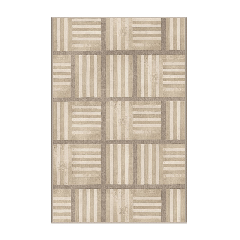 Soft Plush Escarcega July 4Th Modern & Contemporary Abstract Area Rug in Beige – Beige Binding, 5x8