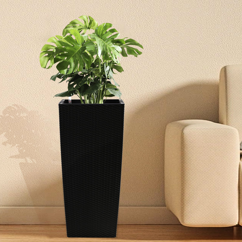 Jardinière noire de 30 pouces avec arrosage automatique pour un charme à la maison