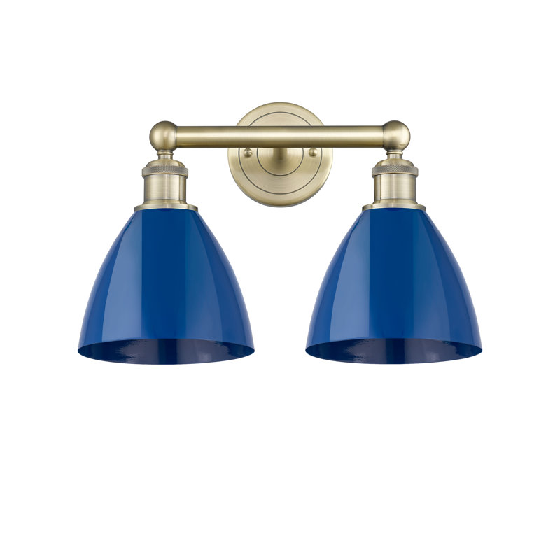 Éclairage pour meuble-lavabo de salle de bain 2 lumières 16,5 pouces Anjail Dome, Bleu, Laiton antique