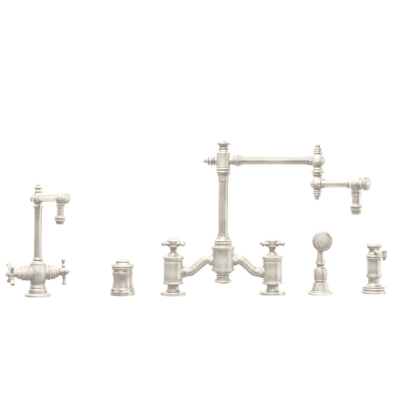 Towson Bridge Faucet - 18" Articulated Spout - Cross Handles, Polished Nickel