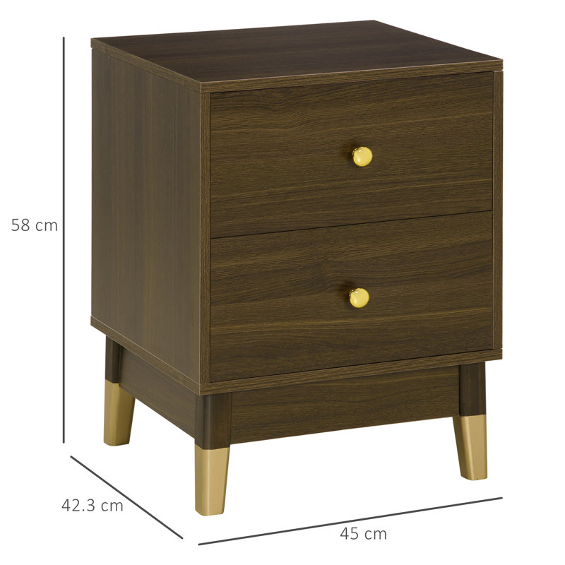 Presque 45cm W Manufactured Wood Bedside Table