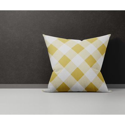 Checkered Cotton Reversible Throw Pillow