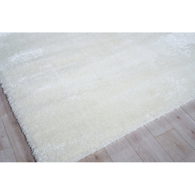 Luxe Shag Powerloom Microfiber/Polyester Area Rug in Ivory, Rectangle 10' x 14'