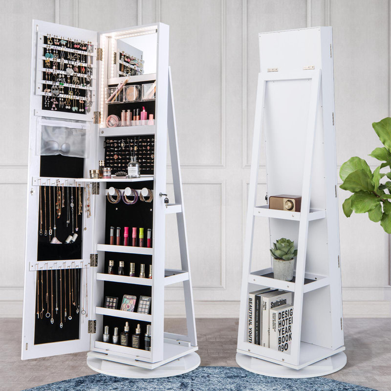 Armoire à bijoux avec miroir Macius, Blanc