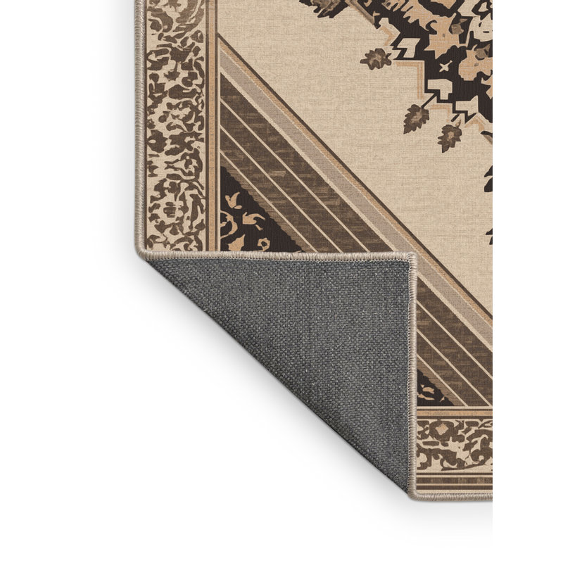 Tapis oriental moelleux moelleux en beige, 2 pi x 3 pi