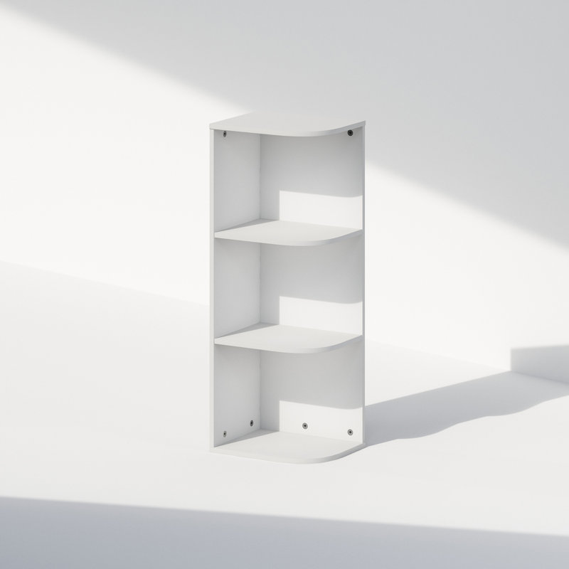 Reed Space Saving Corner Storage Display Shelf, Bookshelf, White, (3 Shelves) 31.5" H x 12.01" W x 9.3" D