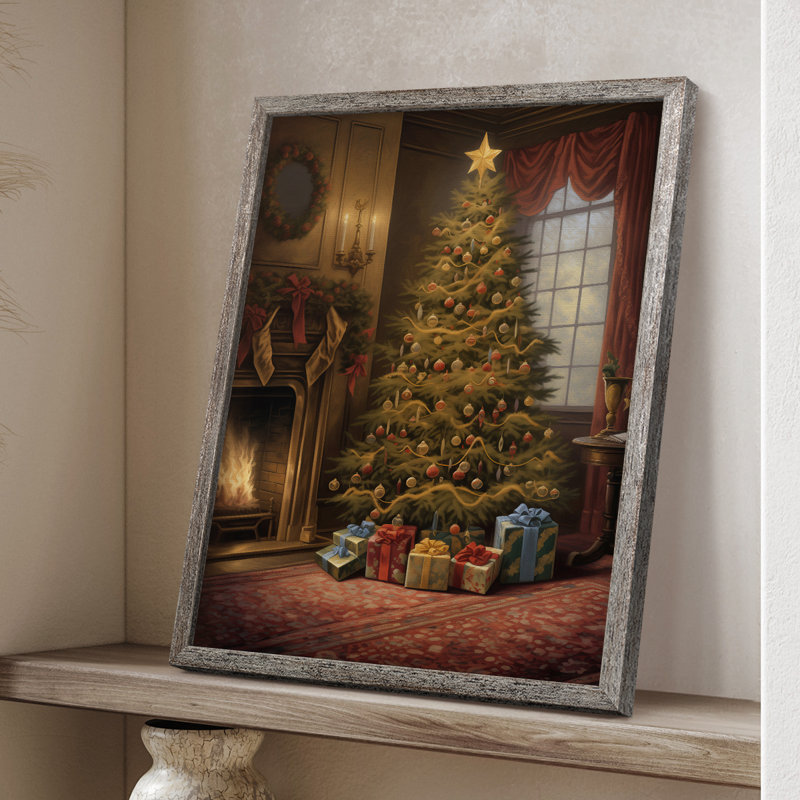 «Christmas Holiday Art DIX», reproduction encadrée - bois massif, H 30 po x l 24 po