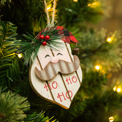 Ornement en bois en forme de Père Noël