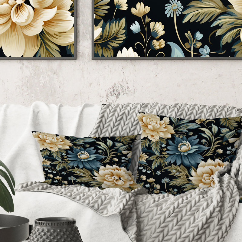 Tribal Green Damask Accents - Coussin décoratif Abstract Coral Reef Multicolor Azure - Coussin décoratif