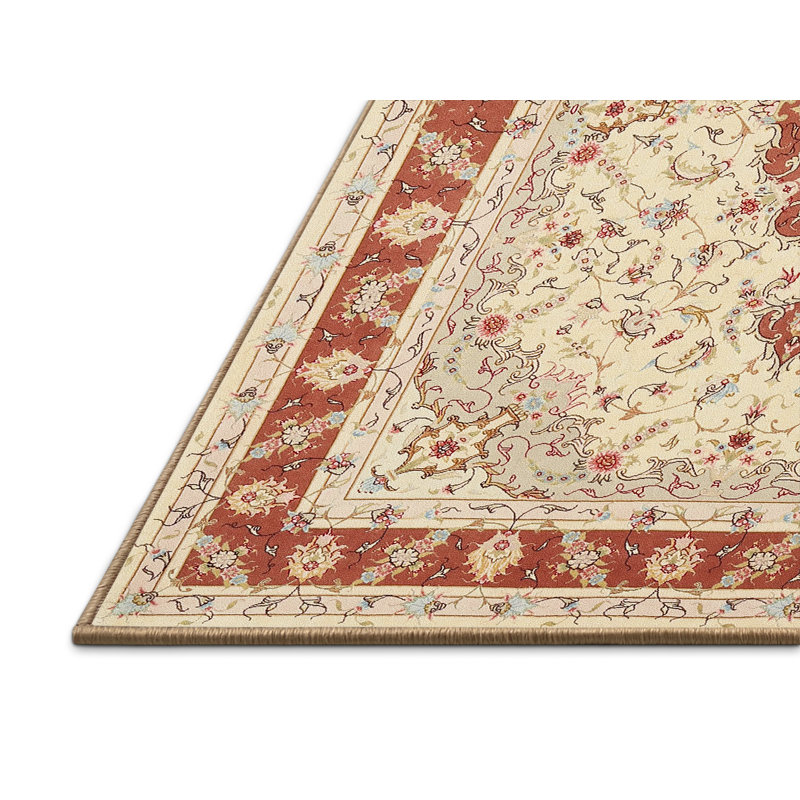 Tapis traditionnel ivoire / rouge Guiness, Rectangle 5 pi x 7 pi